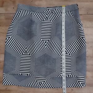 HD in Paris Black and White Optical-Print Pencil Skirt Anthropologie Sm